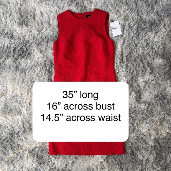 ❤️NWT Theory Lunar Red Tweed Shift Dress Mini Size 00 XS Sleeveless Knee Length - Picture 8 of 8